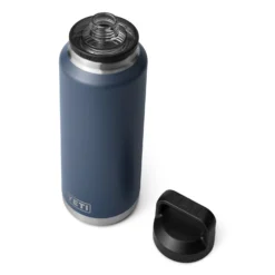 Yeti Rambler 46 Oz (1.4 L) Bottle With Chug Cap -Columbia Store 0000 Drinkware BottleChug 46oz Navy Studio ThreeQuarterOpen