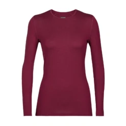Icebreaker Women's 260 Tech Long Sleeve Crewe Top -Columbia Store 0000 FW22 WOMEN 260 TECH LS CREWE CHERRY 104387059