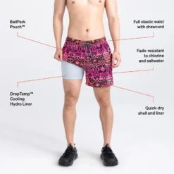 Saxx Men's Oh Buoy 2n1 Volley Swim Shorts -Columbia Store 0001 sxsw03l lzd tech