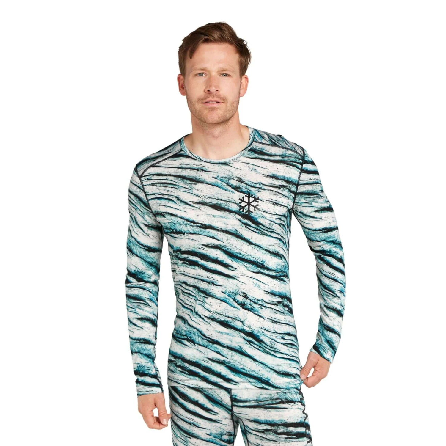 Icebreaker Men's 200 Oasis Long Sleeve Crewe Protect Our Winters AOP 3 Icebreaker Men's 200 Oasis Long Sleeve Crewe Protect Our Winters AOP