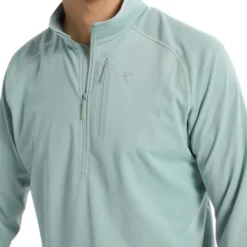 Arc'teryx Men's Delta Half Zip Shirt -Columbia Store S25 X000007740 Delta 1 2 Zip Neck Stone Green Hover