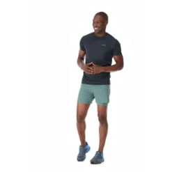 Rab Men's Sonic Tee -Columbia Store Sonic Tee Beluga QBL 01 BEL DETAIL1 on model